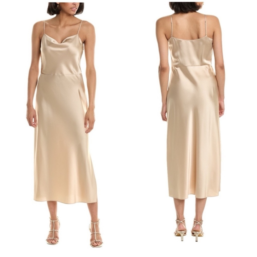 NWT Vince Cowl Neck Satin Slip Dress Champagne Gold 6